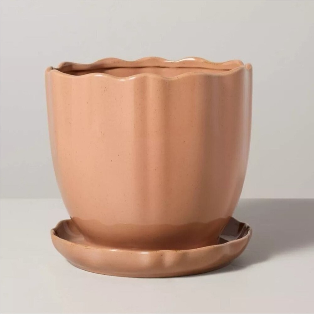 Hearth & Hand Magnolia 9.5" Scalloped Edge Stoneware Planter Pot Saucer